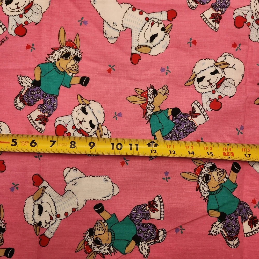 Vtg 1994 Lamb Chop Fabric Shari Lewis Pink Cotton 44x46 A.E. Nathan Co Rare Yard